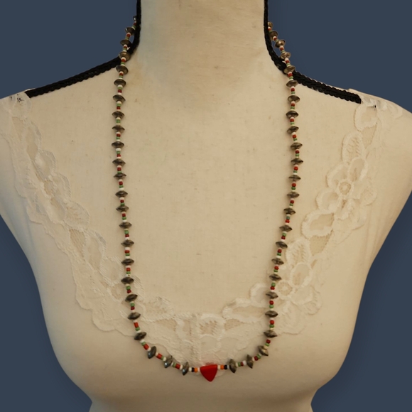 Vtg HANDMADE Ethnic Tribal Rondelle Beaded Unisex Necklace